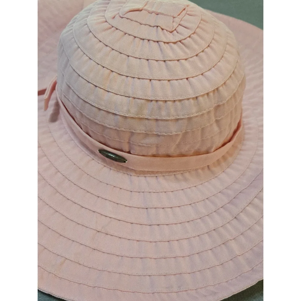 Scala Womens Sun Hat Wide‎ Brim Packable Salmon Pink Beach Straw Visor Summer